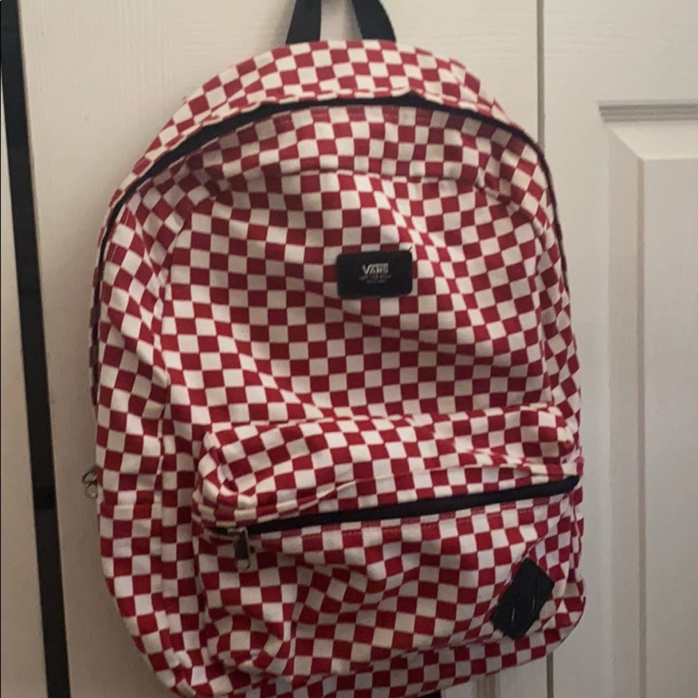 Vans Red and White checkered backpack